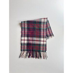 CLAN COLLECTION Red Green Tartan Check 100% Wool Fringed Rectangle Scarf